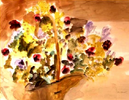 Marie HOWET, Les fleurs de la Saint-Valentin, dernire aquarelle, 1984, collection prive. Droits SOFAM