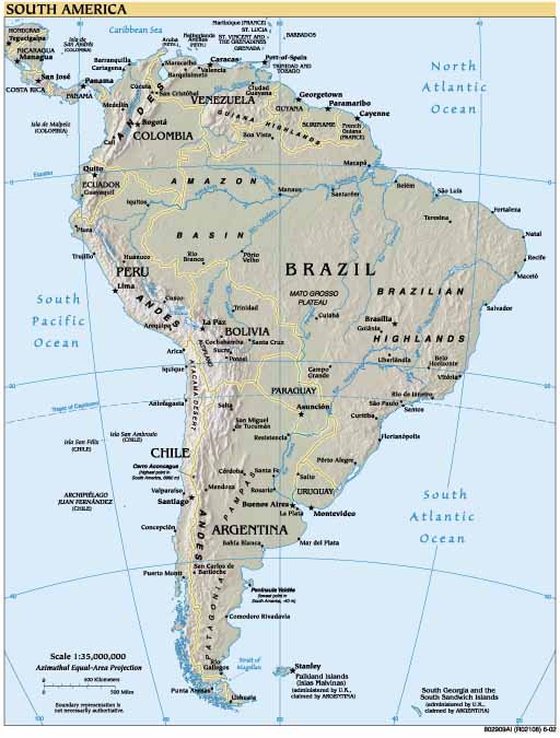 WSIS countries : South America - Map : www.NationMaster.com